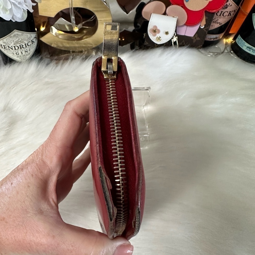 SAINT LAURENT PARIS RED LEATHER ZIP AROUND LONG WALLET YSL ITALIAN DESIGNER - Picture 11 of 16